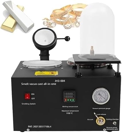 Vacuum Casting Machine 3kg/6.6LBS 1500W Gold Silver Copper Lost Wax Casting Kit for Jewelry Making & Refining