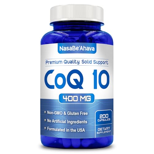 CoQ10 400mg Capsules | Vegan Friendly Coenzyme Q10 400mg per Serving from Easy Absorption Ubiquinone Supplement for Skin Heart and Energy Support | Made in the USA in cGMP Facilities 100 Servings