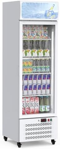 PeakPursuit Commercial Display Refrigerator, 11.3 Cu.Ft. Glass Door Beverage Refrigerator Upright Display Fridge With LED Light and Adjustable Shelves for Home Restaurant Grocery