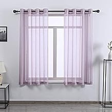 DONREN Lilac Purple Luxury Textured Sheer Window Panel Curtains Grommet Top Sheer Drapes for Windows 52 Wide x 63 inch Length 2 Panels