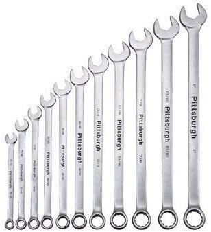 Pittsburgh 11 Piece SAE Fully Polished Long Handle Combination Wrench Set