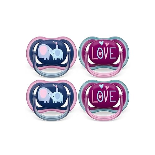 Philips Avent Ultra Air Pacifier - 4 x Light, Breathable Baby Pacifiers for Babies Aged 18 Months Plus, BPA Free with Sterilizer Carry Case, SCF34923