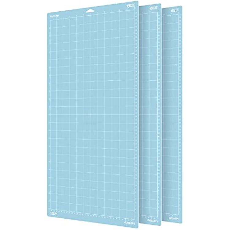 RIZEE LightGrip Cutting Mat for Cricut MakerExplore Air 2AirOne 12x24 3 Mats Adhesive Sticky Blue Quilting Cricket Replacement Cut Mats