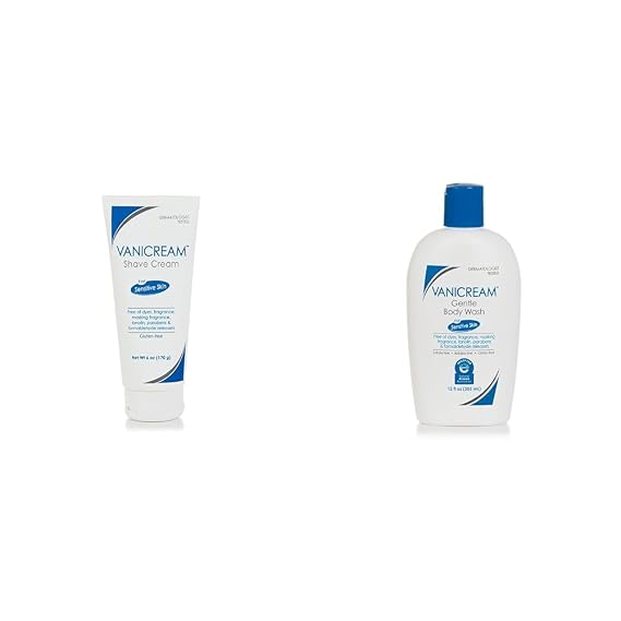 Vanicream Shave Cream | Fragrance, and Gluten Free | For Sensitive Skin | 6 Ounce & Gentle Body Wash -12 fl oz - Formulated Without Common Irritants for Those with Sensitive Skin
