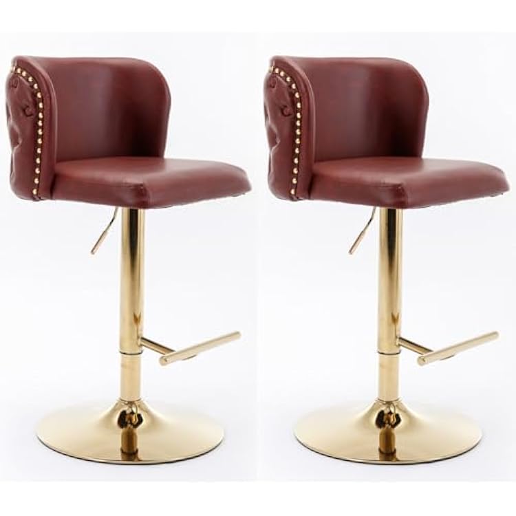 Chair Adjustable Height Swivel Chair Simple Assembly Metal bar stools 360 Degree Swivel Counter Height bar stools Set of 2 for Home Kitchen Dining Room Bar Coffee Shop
