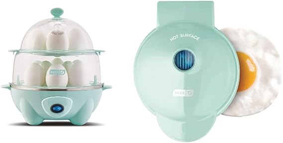 DASH Deluxe 12 Capacity Rapid Egg Cooker, Mini 4 Inch Round Griddle for Pancakes, Eggs & Snacks