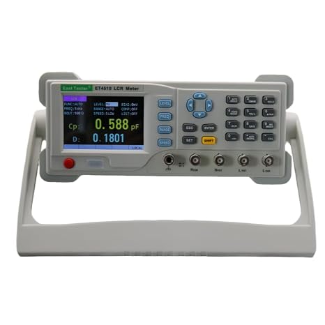 ET4510 LCR Meter Capacitance Meter 10-100KHz (1Hz Step). 5 -Digit Display for L/C/R/Z etc. Wide Range: L (0.001H - 9999H), C (0.001pF - 99.999mF), R (0.0001 - 99.99M). 0.1% Accuracy 0.1%