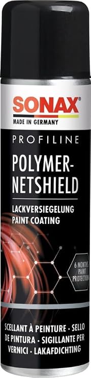 SONAX Polymer Net Shield 223300 | Aerosol-Based Polymer Spray Sealant for Paint Protection | Up to 6 Months of Protection | UV, Acid Rain & Contaminant Defense | Easy Application & High Gloss | 340ml