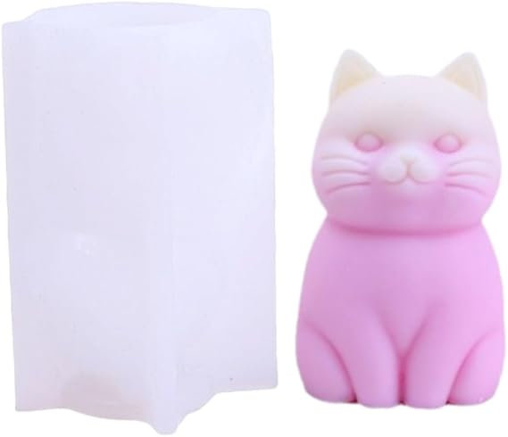 3D Standing Cat Silicone Candle Mold Wax Soap Epoxy Resin DIY Craft Mould | kitten sculpture, soft non-stick silicone, seamless demold. Heat-safe reusable, craft pet figurines for home decor & gifts