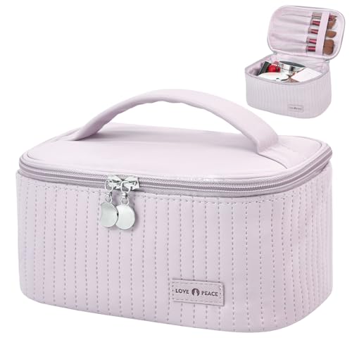 Makeup Bag Travel Cosmetic Bag, Large Capacity Makeup Organizer Bag and Storage, Portable PU Leather Pouch Toiletry Bag Make up Organizer, Cosmetic Bags for Women