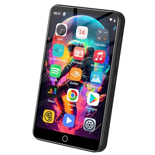 80GB MP3 Player with Bluetooth and WiFi, 4.0 Full Touchscreen Mp4 Mp3 Player with Spotify, Audible, Amazon Music, Android Music Player with Speaker, FM Radio, E-Book, Up to 512 GB