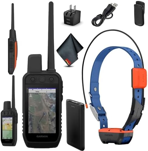 Garmin Alpha 300 Handheld Advanced Tracking and Training System for Hunting Dogs Bundle with Garmin Dog Collar Alpha T20 Dog Tracker Collar with GPS  Portable Charger