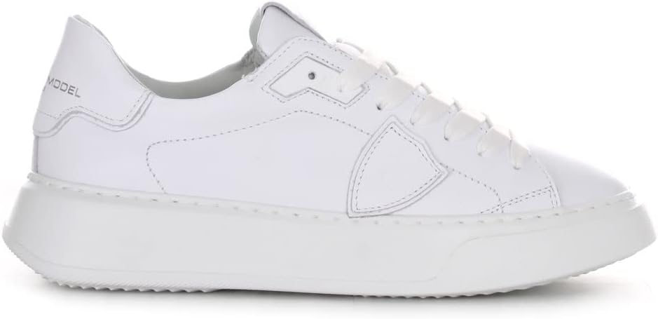 Philippe Model Sneaker Temple Made of White Leather with Python Print, Size UK:
