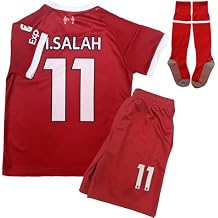 LeenBD Mo #11 No 25/26 Kids Soccer Jersey Shirts Football Futbol Socks Set Youth Sizes (Red, 24 (6-7 Years Old))