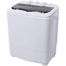 Semi-automatic Portable Washing Machine,Twin Tub 14.3lbs Capacity Laundry,7.7lbs 6.6lbs Semi-automatic Cover Washing Machine, Built-in Drain Pump, Compact Washer for Home Dorm Apartment,Gray