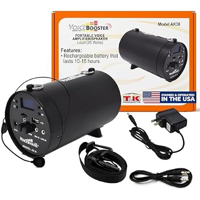 Voicebooster Speak Out Personal Voice Amplifier Rechargeable Portable Speaker with Wired Microphone Headset for Teachers, Tour Guide, Presentations - Built-in MP3 Player & FM Radio 25watt MR-AK38