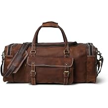 MaheTri - TravelerWeekender Duffle Bag | Handmade Travel Bag with Adjustable Shoulder Strap, Large Front Pockets, and Durable Brass Buckles Perfect for Business, Gym, or Overnight Trips (24 inch)
