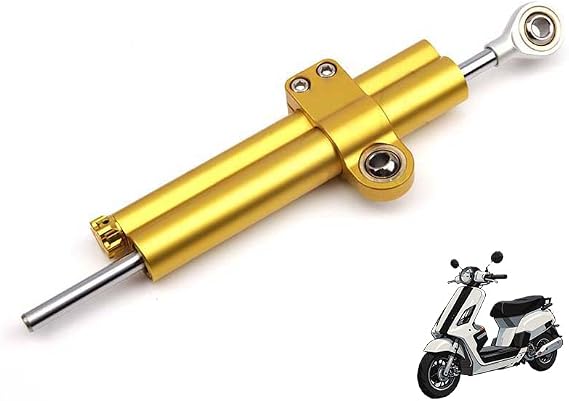 JUZELY Motorcycle Steering Damper Stabilizer for Piaggio Liberty 150 2010-2023, Adjustable Safe Control Steering Stabilize Damper Motorcycles Aluminum Dampers,Gold-B