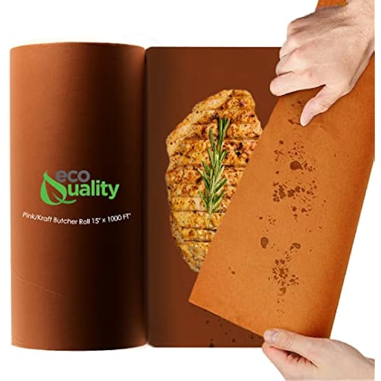 Pink Butcher Kraft Paper Roll Peach Wrapping Paper 15 in x 1000 ft - Roll for Briskets, BBQ Meat Smoking, Butcher, Food Service, Meat Paper Uncoated and Unwaxed by EcoQuality 7