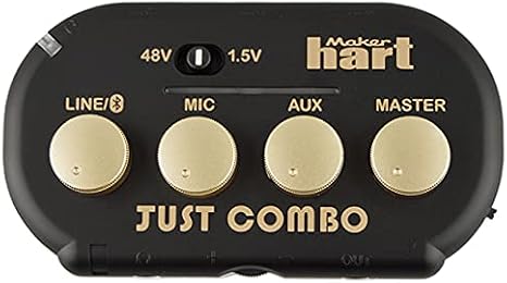 Maker hart Just Combo - Podcast mini 3 Channel audio mixer with Stereo/Bluetooth/Mic with microphone power Input, 2 outputs & USB Audio out, Easy for Video conference