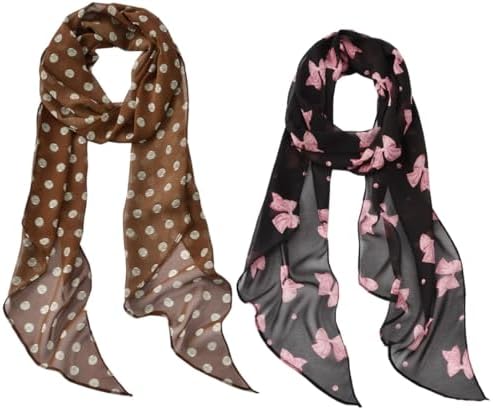 Chiffon Scarf for Women Multi-Use Fashion Accessory Neck Wrap Hair Band Belt, Bag Charm