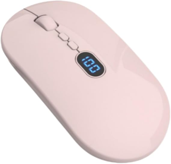 Wireless Bluetooth Mouse,Rechargeable Slim Dual Mode(BT or USB 2.4G) Mouse with LED Powered Display&Screen Switch,Portable Silent Optical Computer Mice with USB Receiver for Laptop/Tablet/MacBook/PC