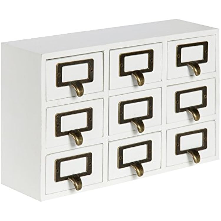 Kate and Laurel Apothecary Wood Desk Drawer Set, 9 Drawers, Rustic White