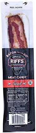 Amped Up Riffs Smokehouse Bacon On The Go Da - Sweet - Pack of 12 Individually Packaged Bacon Strips