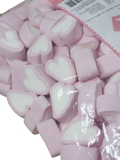 Divas World - Pink & White Heart Shaped Marshmallows Ideal for Valentine's Day, Weddings, Mother's Day, Birthdays Hearts Mallows Gluten Free - 1 Kg Bag