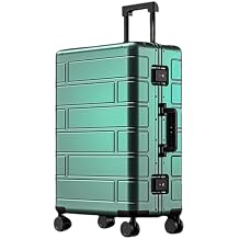 28 Inch All Aluminum Magnesium Hardside Carry on Luggage with Spinner Wheels, Zipperless Carry on Suitcase with TSA Lock, Airline Approved Suitcase Metal Rolling Luggage for Travel, Business (Green)