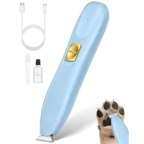 Dog Grooming Clippers, 2-Speed Rechargeable Dog Paw Trimmer with Widened Blade, Low Noise Cordless Pet Shaver for Grooming Hair of Small Areas Around Cats Paws, Eyes, Face, Ears Blue