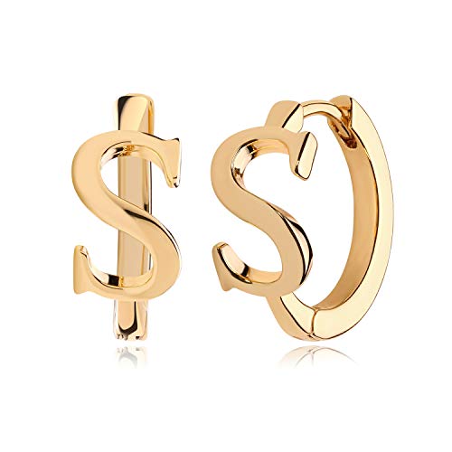 Myears Gold Initial Hoop Earrings for Women 14K Gold Plated Huggie Hoop Earrings Dainty Small Letter Personalized Monogram Jewelry Hypoallergenic Trendy Gold A-Z Earrings