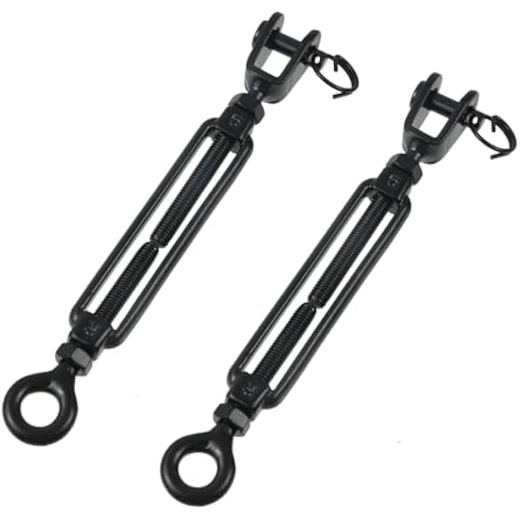 Oedema 2 Pcs M5 Jaw and Eye Stainless Steel Turnbuckle Tent Rope Tensioner Adjustable Eye Jaw Sun Shade Turnbuckle for Cable, Shade Sail