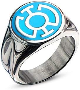 DC Comics Blue Lantern Corps Stainless Steel Blue Enamel Hope Ring