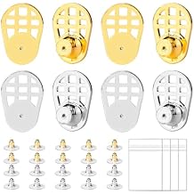 18K Gold Plated Earring Backs for Droopy Ears, 8pcs Earring Lifters Backs for Heavy Earring Grid-Design Earring Lifters