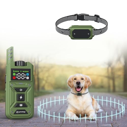 Wireless Dog Fence System, Wireless Electric Dog Fence, Pet Containment System, Perimeter Dog Collar, Dog Training Collar with Remote Control, 33ft to 1000ft Perimeter, Train up to 3 Dogs Green