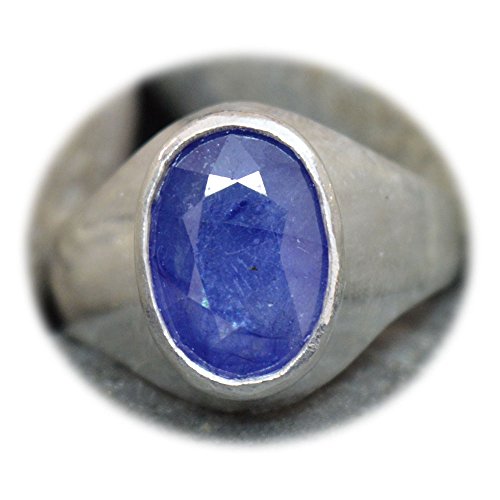 55Carat Natural Blue Sapphire Silver Ring for Men 7 Carat Oval Astrological Size 5,6,7,8,9,10,11,12,13