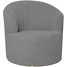 Stretch Swivel Barrel Chair Cover, Soft Spandex Round Accent Armchair Covers Removable Club Chair Slipcover Washable Furniture Protector for Living Room Decorative-Light Grey-1 Piece