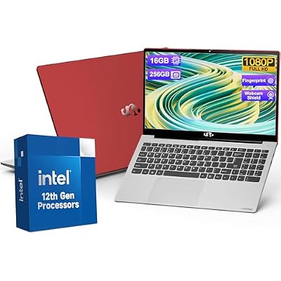NIMO 15.6 FHD Student-Laptop, 16GB RAM 256GB SSD, Intel 12Gen N100 Processor, Backlit Keyboard Fingerprint WiFi 6 BT5.2, Windows 11 Laptop