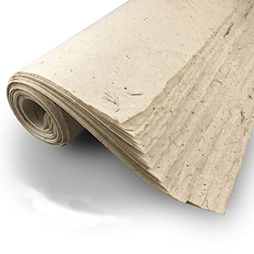 LSHY Drawing Writing Xuan Paper Maobian Watercolor Half Ripe Rice Paper Antique Color with Sandalwood Fiber for Kids Chinese Japaness Kanji Brush Calligraphy Painting 10 Sheets34x138cm, L2021HXW