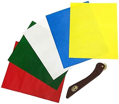 AMORNPHAN 5 Sheets 5 Colors Sewing Carbon Tracing Paper Transfer Paper 9"x11" Home Sewing Cross Stitch Paint Kit Marking Patterns Fabric Craft Made in Japan Plus Tracing Wheel Sewing Tool for Tailor