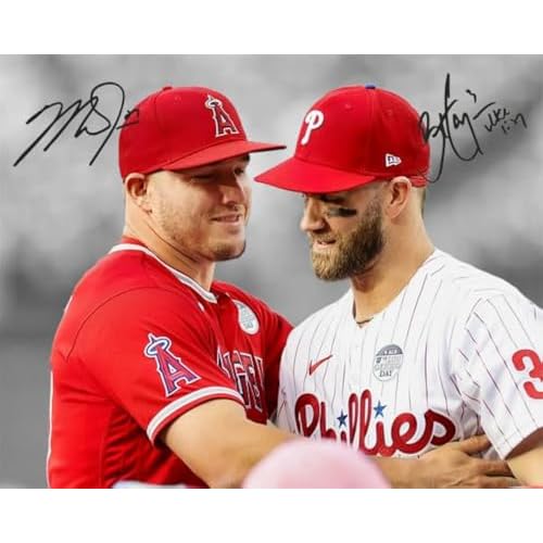 Ikonic Fotohaus Mike Trout Bryce Harper Signed Photo Autograph Print Wall Art Home Decor