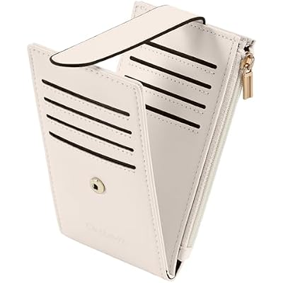 Chelmon Womens Wallet Slim RFID Blocking Bifold Multi Card Case Wallet with Zipper Pocket Beige