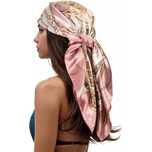RIIQIICHY Head Scarf for Women Like Silk Scarf Hair Scarf Printed Square Scarf Bandanas for Women 35 Inches