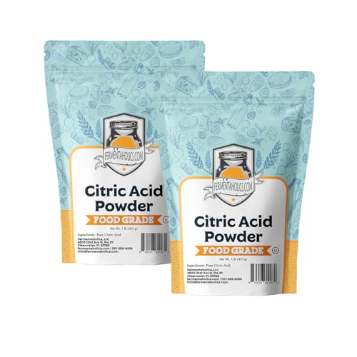 Fermentaholics 2 Pack - 1 LB - Citric Acid Powder | OU Kosher | Pure Food Grade Flavor Enhancer & Natural Preservative | Cheesemaking
