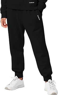 bebe Girls Sweatpants with Pockets, French Terry Joggers Loungewear, Sweat Pants for Girls