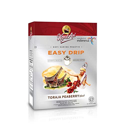 Kapal Api Easy Drip Toraja Peaberry Blend 5-ct, 50 Gram Pack of 2