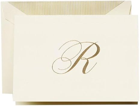 Crane & Co. Hand Engraved Script "R" Initial Note (CF13R1)
