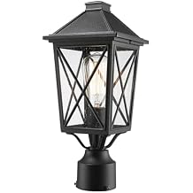 Darkaway Outdoor Post Lights, Aluminum Exterior Post Lantern Light Fixture with Seeded Glass, E26 Socket Fence Pole Deck Lighting for Garden Patio Pathway