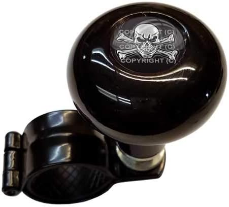Gloss Black Aluminum Steering Wheel Spinner Suicide Brody Knob for Hot Rod Customs Car Truck SUV Tractor Trailer Big Rig Boat & More - Skull and Bones Grey
